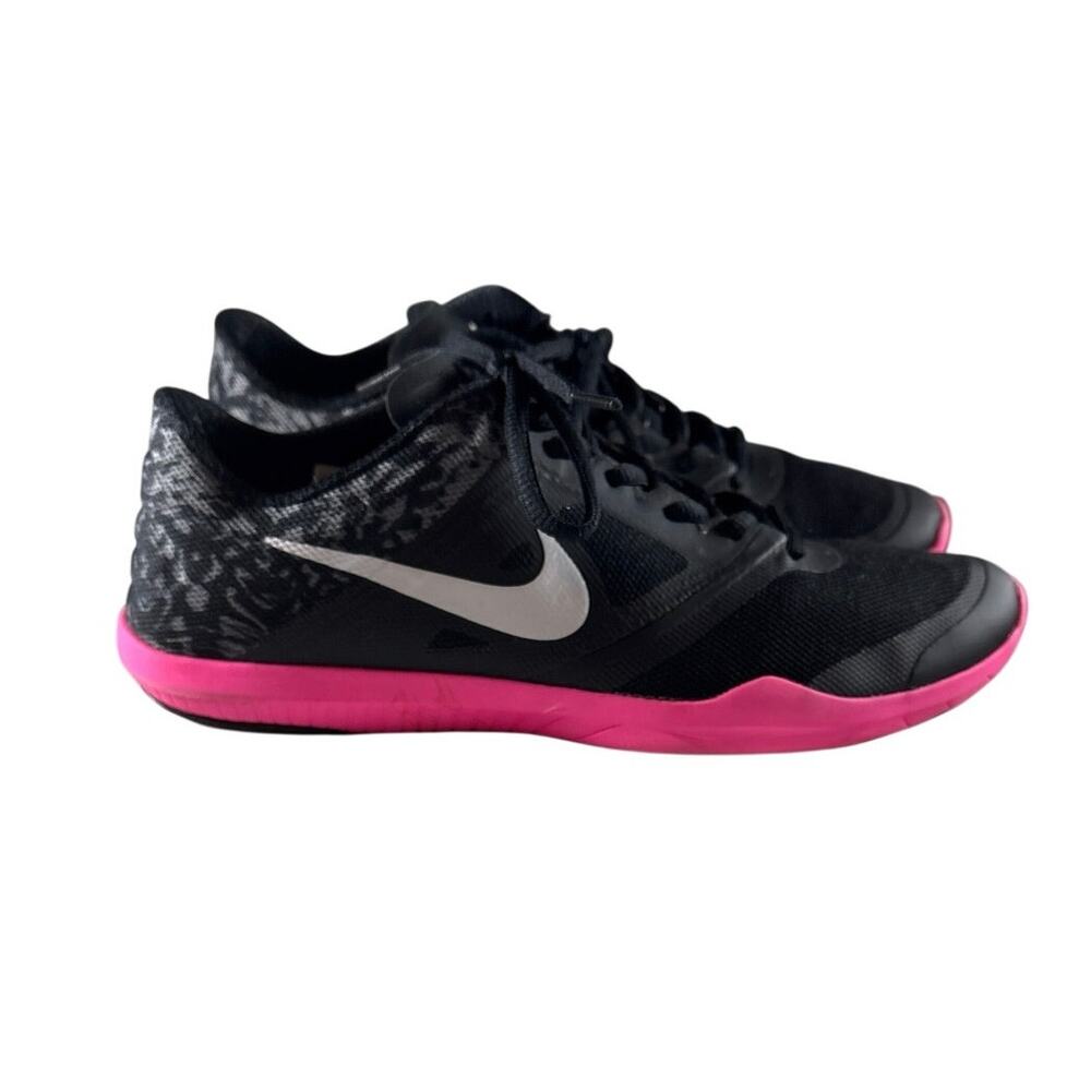 Nike Studio Trainer 2 Print Womens 8 Black Pink Pow Gym Shoes 684894-006